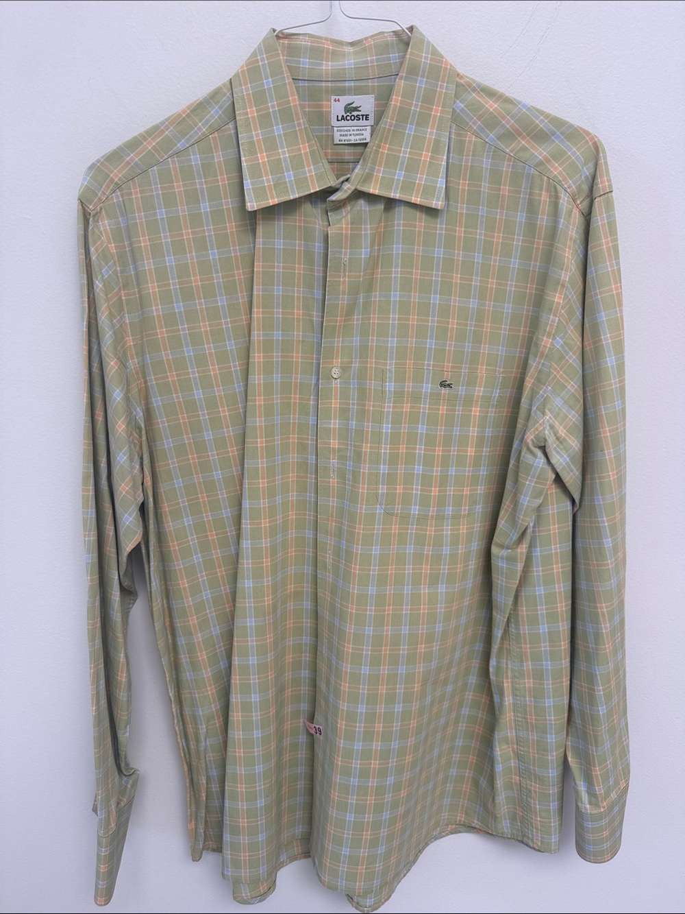 Lacoste Men’s Pastel Green Plaid Long-Sleeve Shirt
